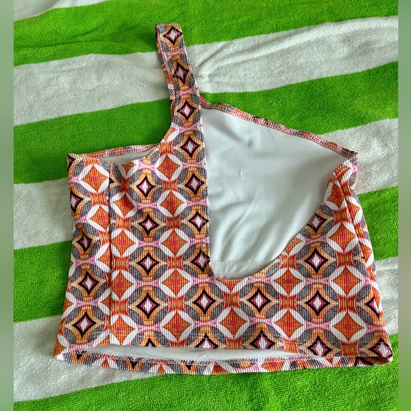 🆕 Free People x Onzie one shoulder top in size S/M in orange geometric - Picture 7 of 7